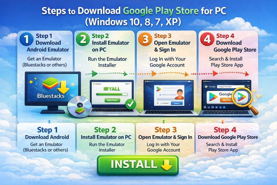 Steps to Download Google Play Store for PC (Windows 10, 8, 7, XP)
